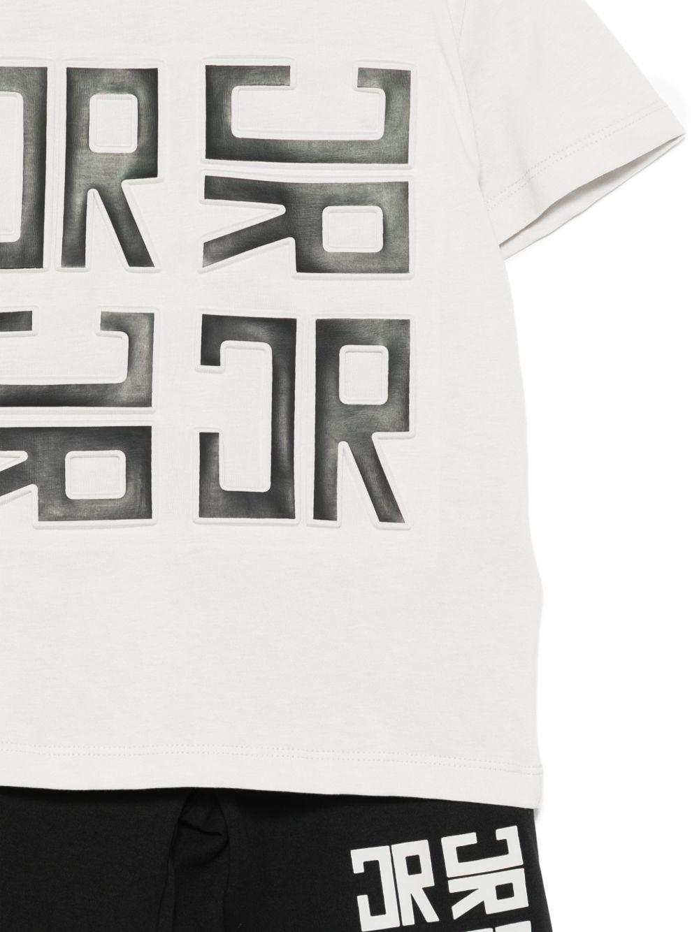 Set t-shirt con shorts per neonato John Richmond Junior grigio con logo - Rubino Kids