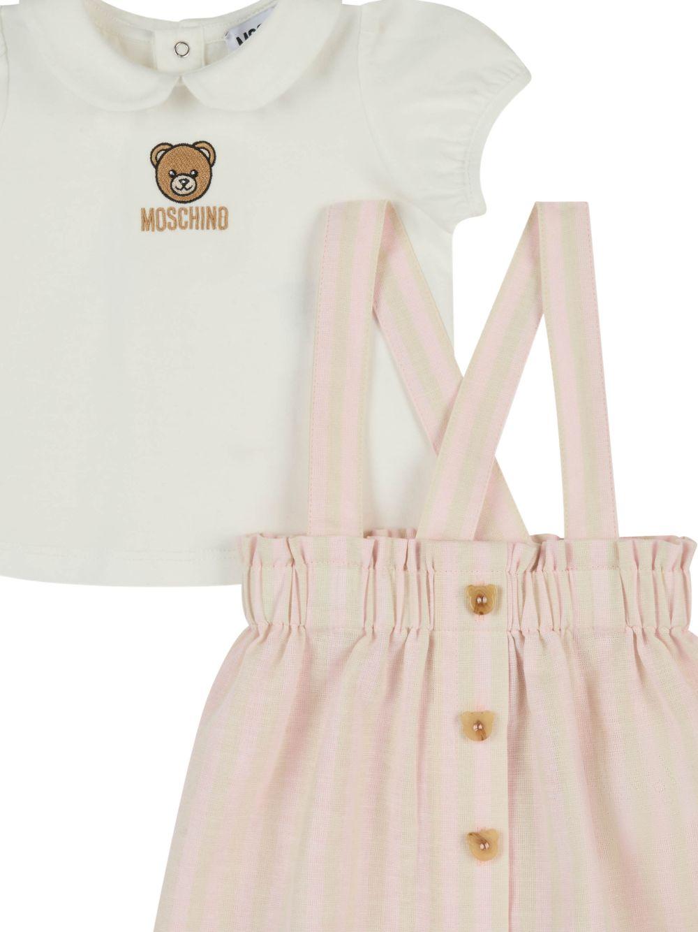 Set t-shirt e gonna per neonata Moschino Kids multicolore con colletto alla Peter Pan - Rubino Kids
