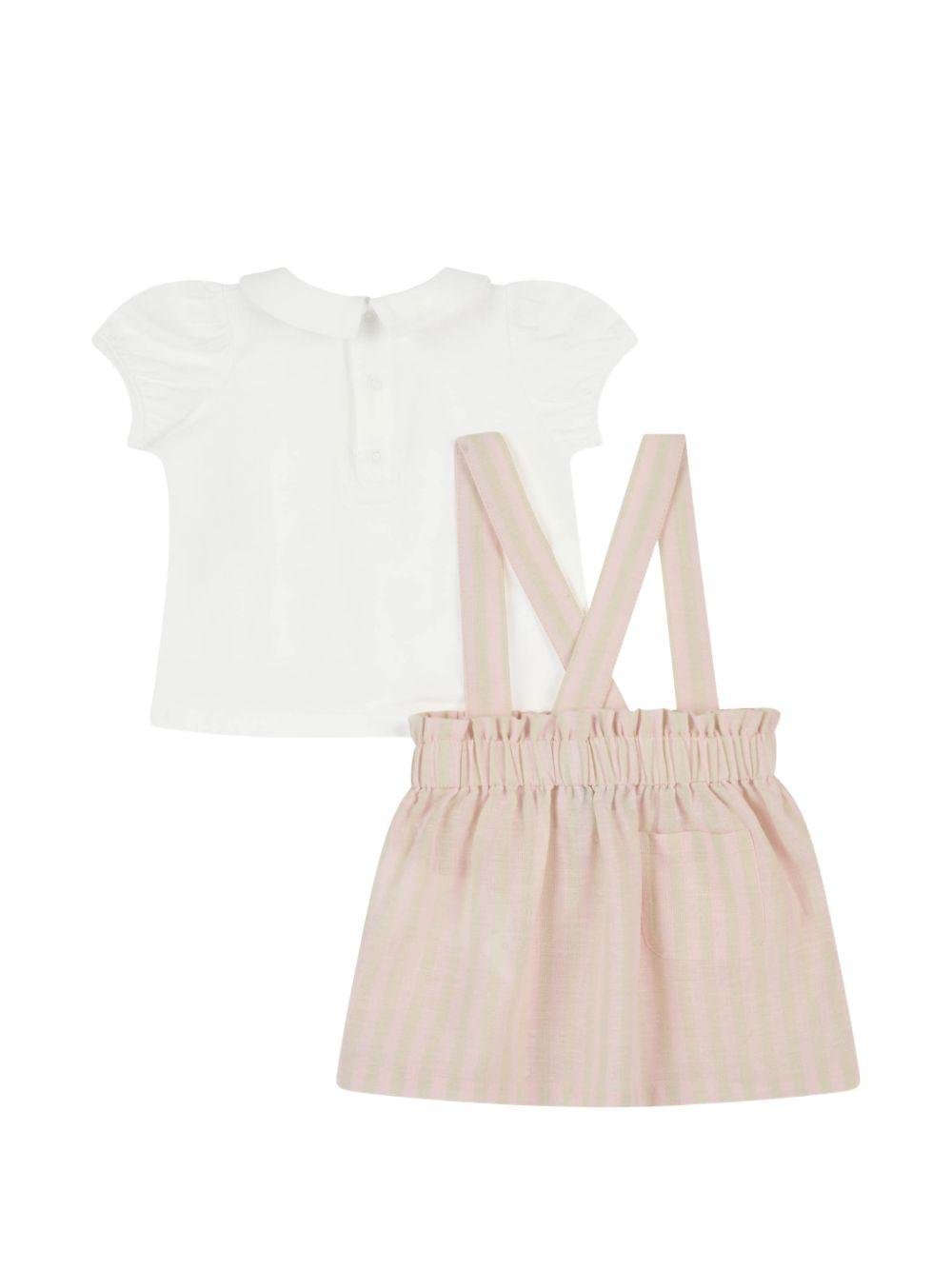 Set t-shirt e gonna per neonata Moschino Kids multicolore con colletto alla Peter Pan - Rubino Kids