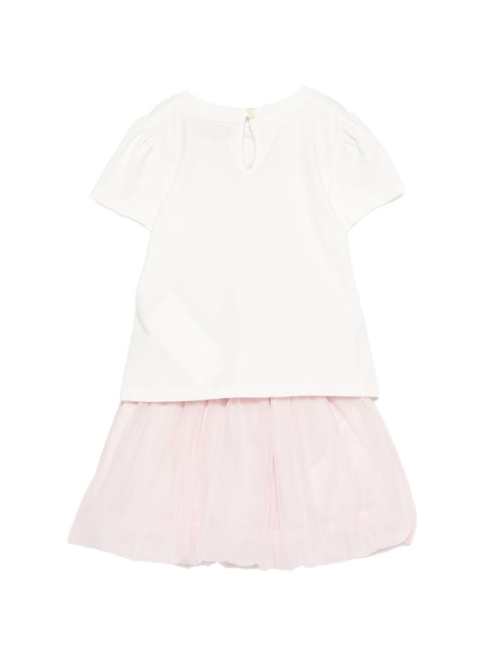 Set t-shirt e gonna per neonata Moschino Kids multicolore con ricamo Teddy Bear - Rubino Kids