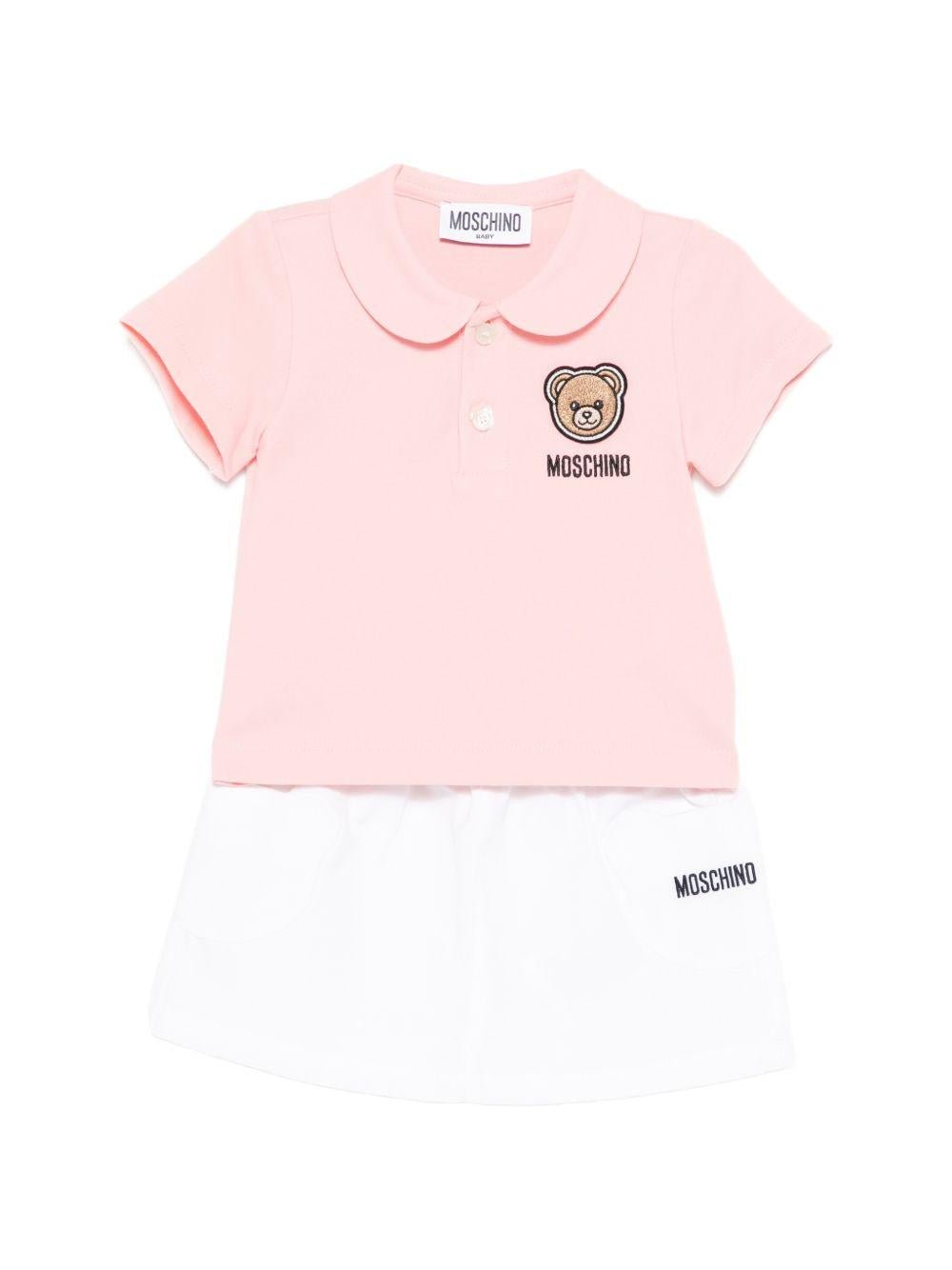 Set t-shirt e gonna per neonata Moschino Kids multicolore con Teddy ricamato sul davanti - Rubino Kids