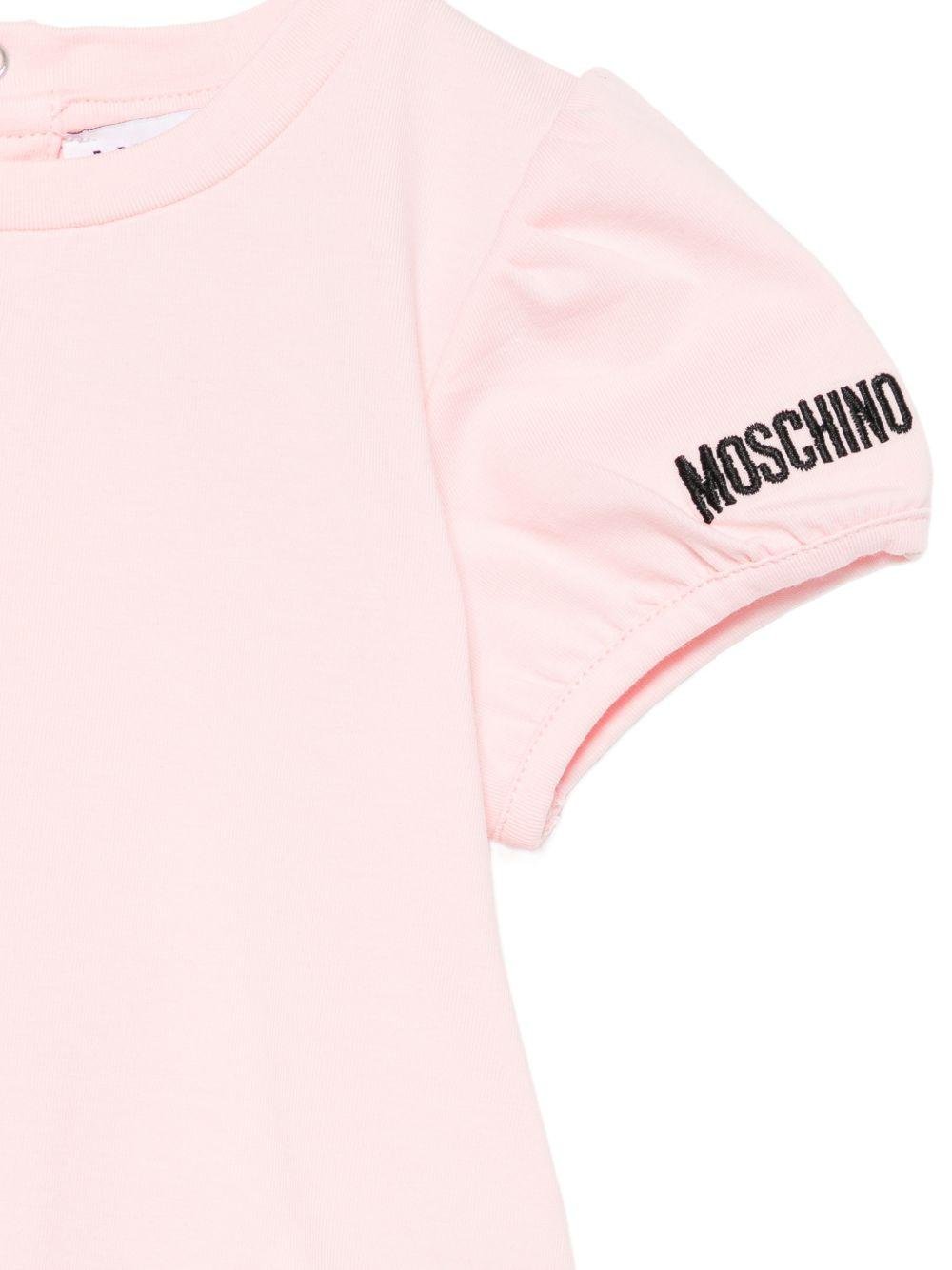 Set t-shirt e salopette per neonata Moschino Kids multicolore con stampa Teddy Bear sul davanti - Rubino Kids