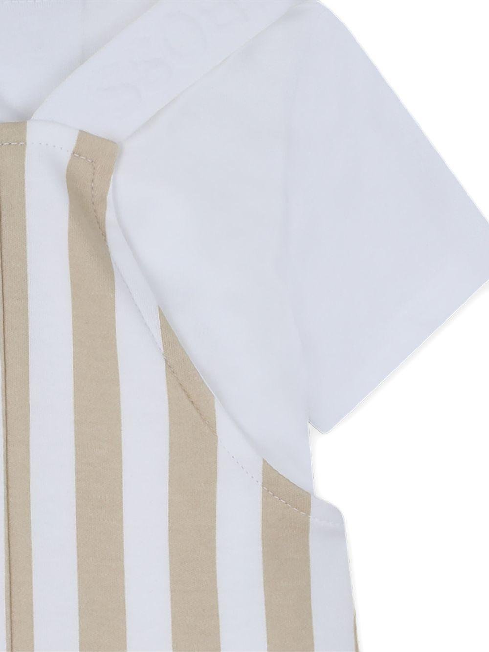 Set t-shirt e salopette per neonato Boss Kids multicolore con design a righe - Rubino Kids