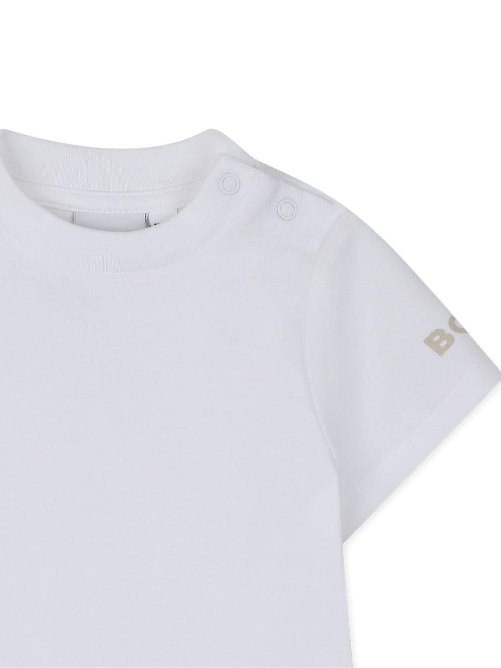 Set t-shirt e salopette per neonato Boss Kids multicolore con design a righe - Rubino Kids