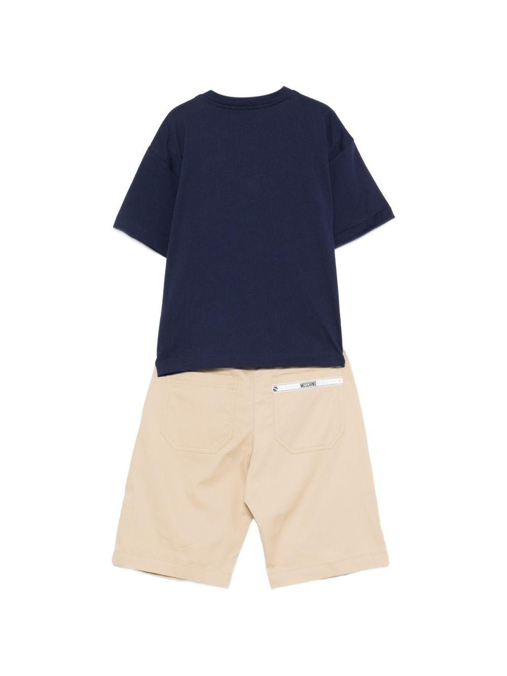 Set t-shirt e shorts per bambino Moschino Kids multicolore con stampa Teddy Bear - Rubino Kids