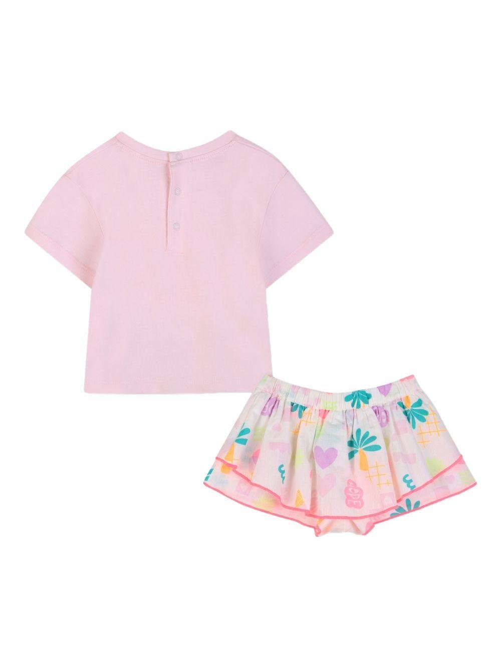 Set t-shirt e shorts per neonata BIllieblush rosa con stampa grafica - Rubino Kids