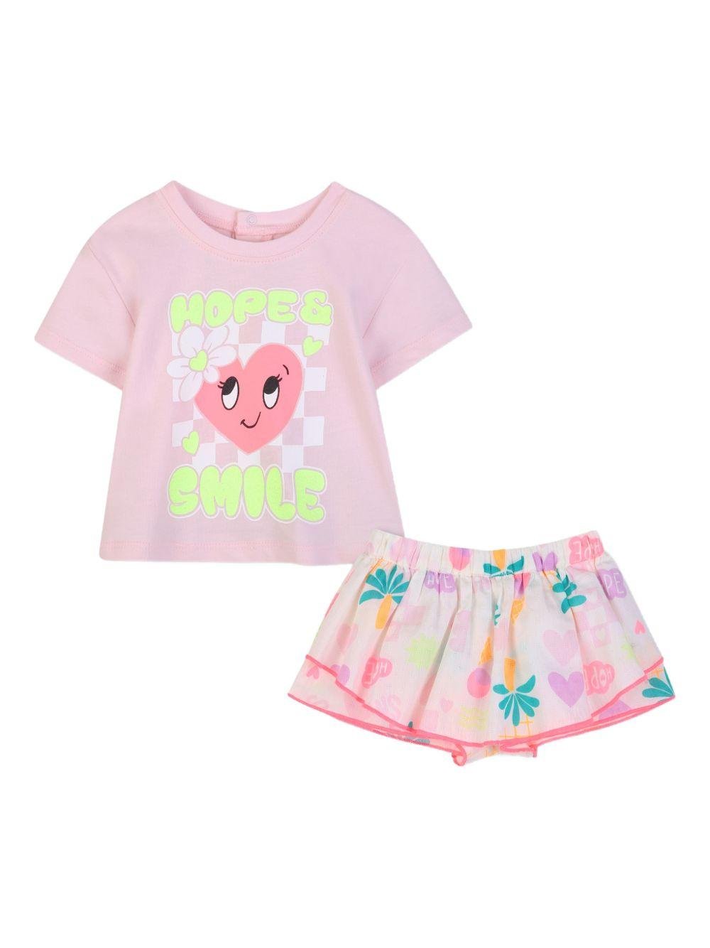 Set t-shirt e shorts per neonata BIllieblush rosa con stampa grafica - Rubino Kids