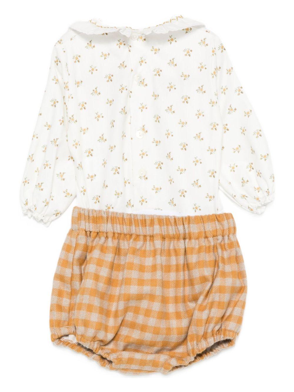 Set t-shirt e shorts per neonata La Stupenderia arancione con decorazione floreale - Rubino Kids