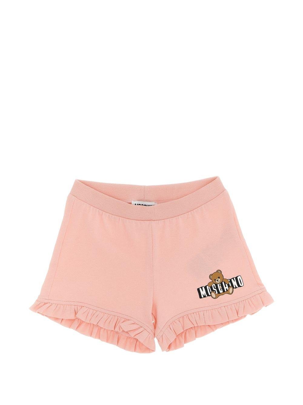Set t-shirt e shorts per neonata Moschino Kids rosa con stampa Teddy Bear - Rubino Kids