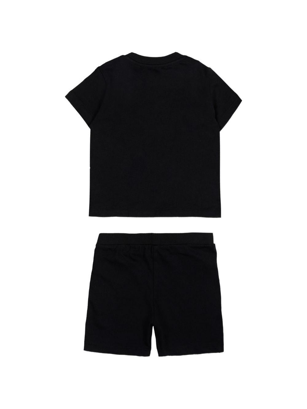 Set t-shirt e shorts per neonati Moschino Kids nero con stampa Teddy Bear - Rubino Kids