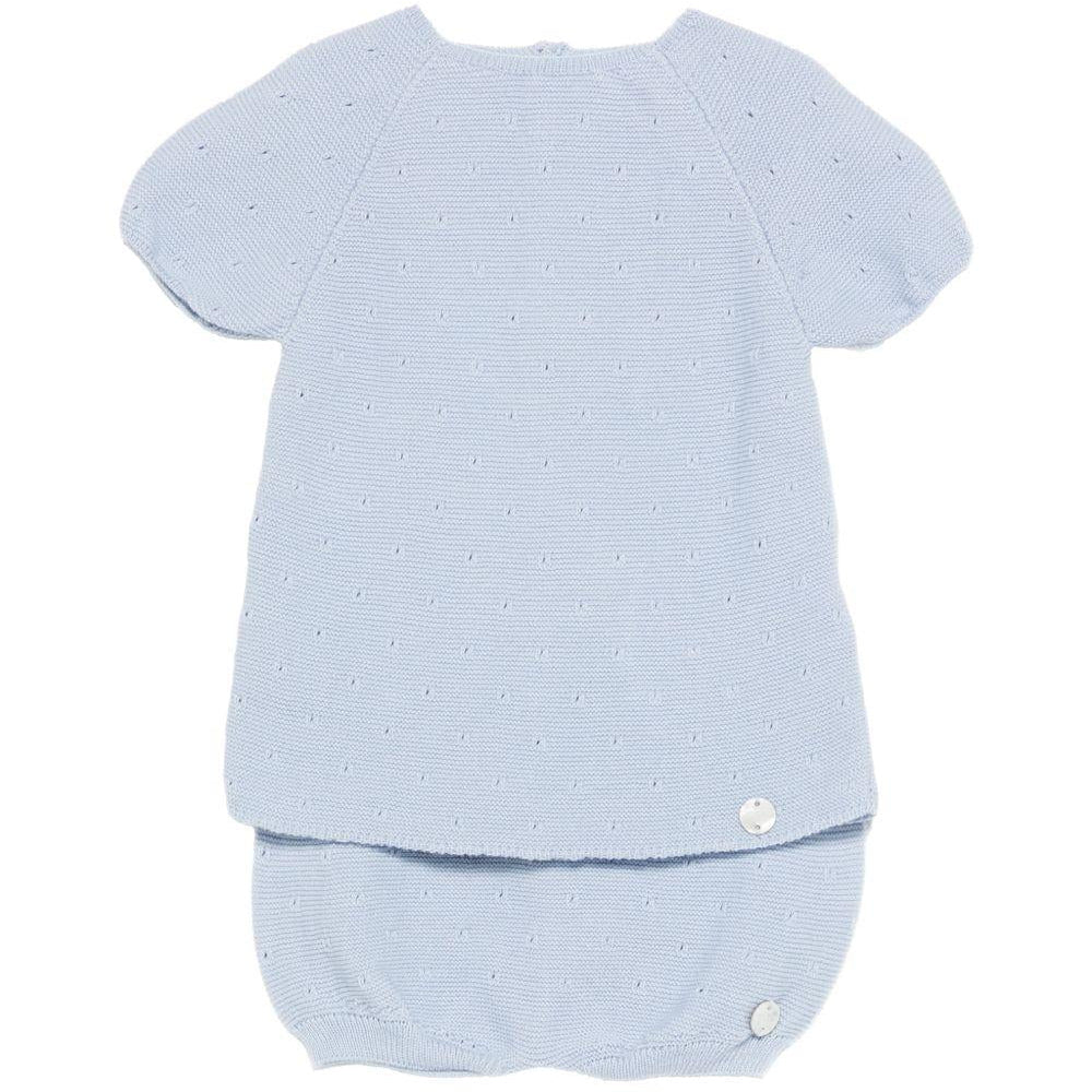 Set t-shirt e shorts per neonati Paz Rodriguez blu con lavorazione pointelle - Rubino Kids