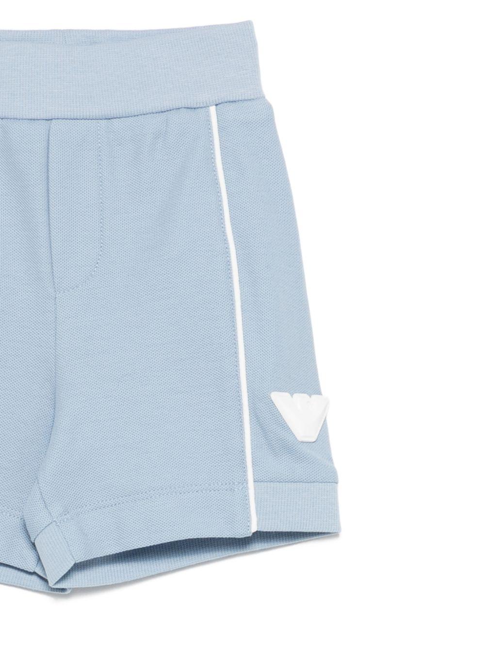 Set t-shirt e shorts per neonato Emporio Armani Kids azzurro con logo aquila sul davanti - Rubino Kids