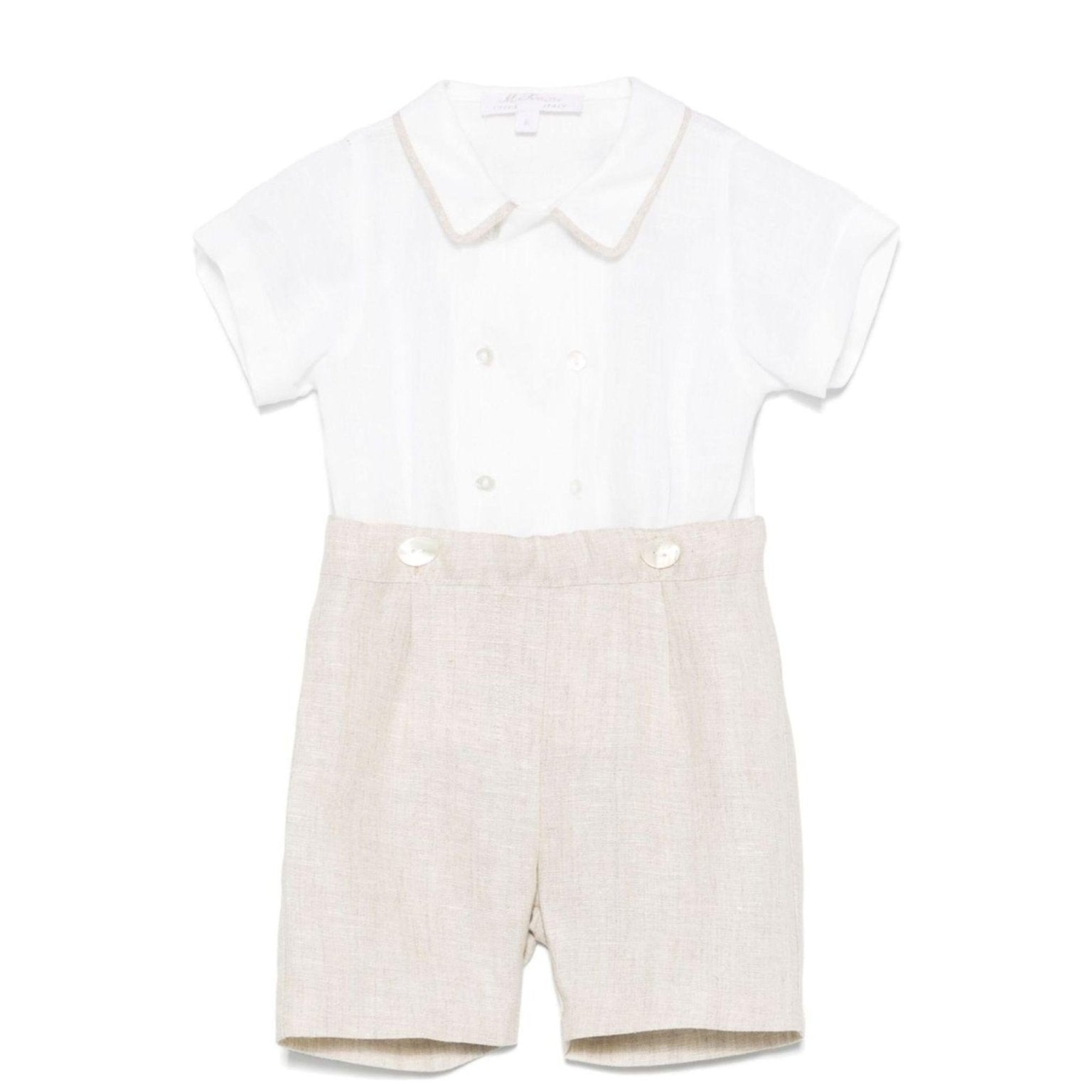 Set t-shirt e shorts per neonato Mariella Ferrari multicolor con colletto alla Peter Pan - Rubino Kids