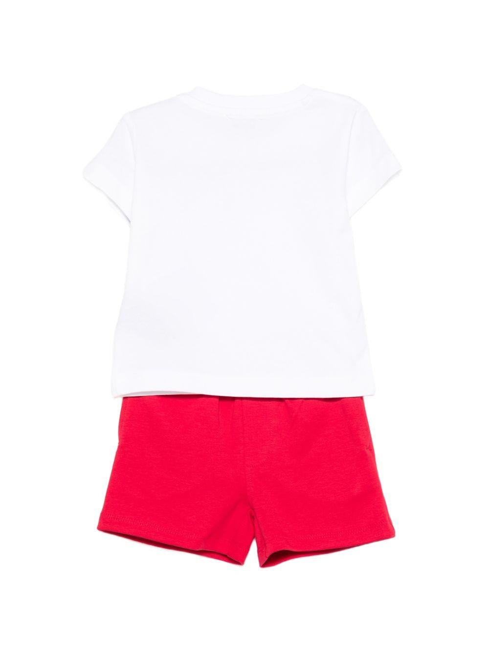 Set t-shirt e shorts per neonato TRUSSARDI JUNIOR bianco e rosso con stampa logo - Rubino Kids