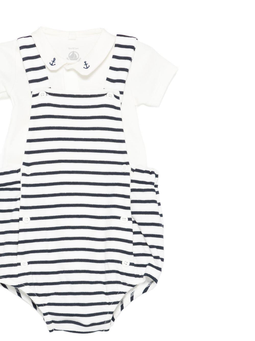 Set t-shirt e tutina per neonato Petit Bateau multicolore con design a righe - Rubino Kids