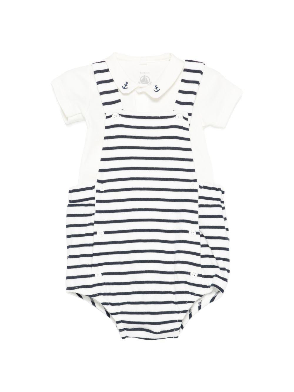 Set t-shirt e tutina per neonato Petit Bateau multicolore con design a righe - Rubino Kids