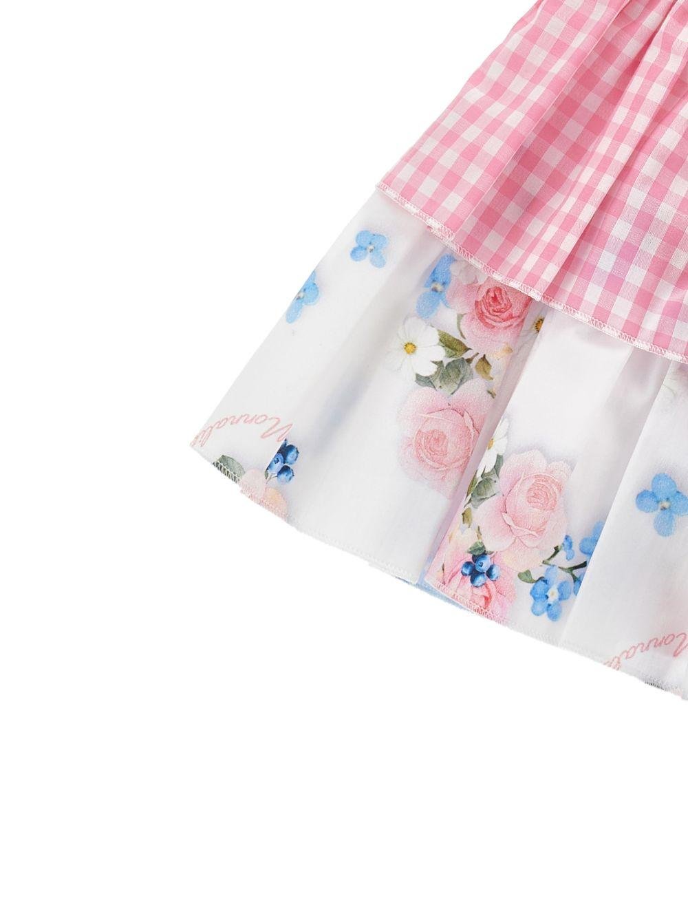 Set top con gonna per neonata Monnalisa rosa con motivo a quadretti - Rubino Kids