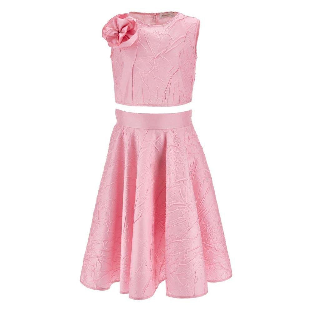 Set top e gonna per bambina Monnalisa rosa con applicazione fiore - Rubino Kids