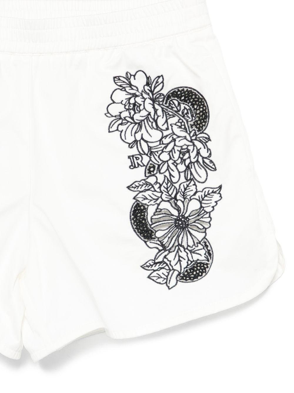 Set top e shorts per bambina John Richmond Junior bianco con stampa a fiori - Rubino Kids
