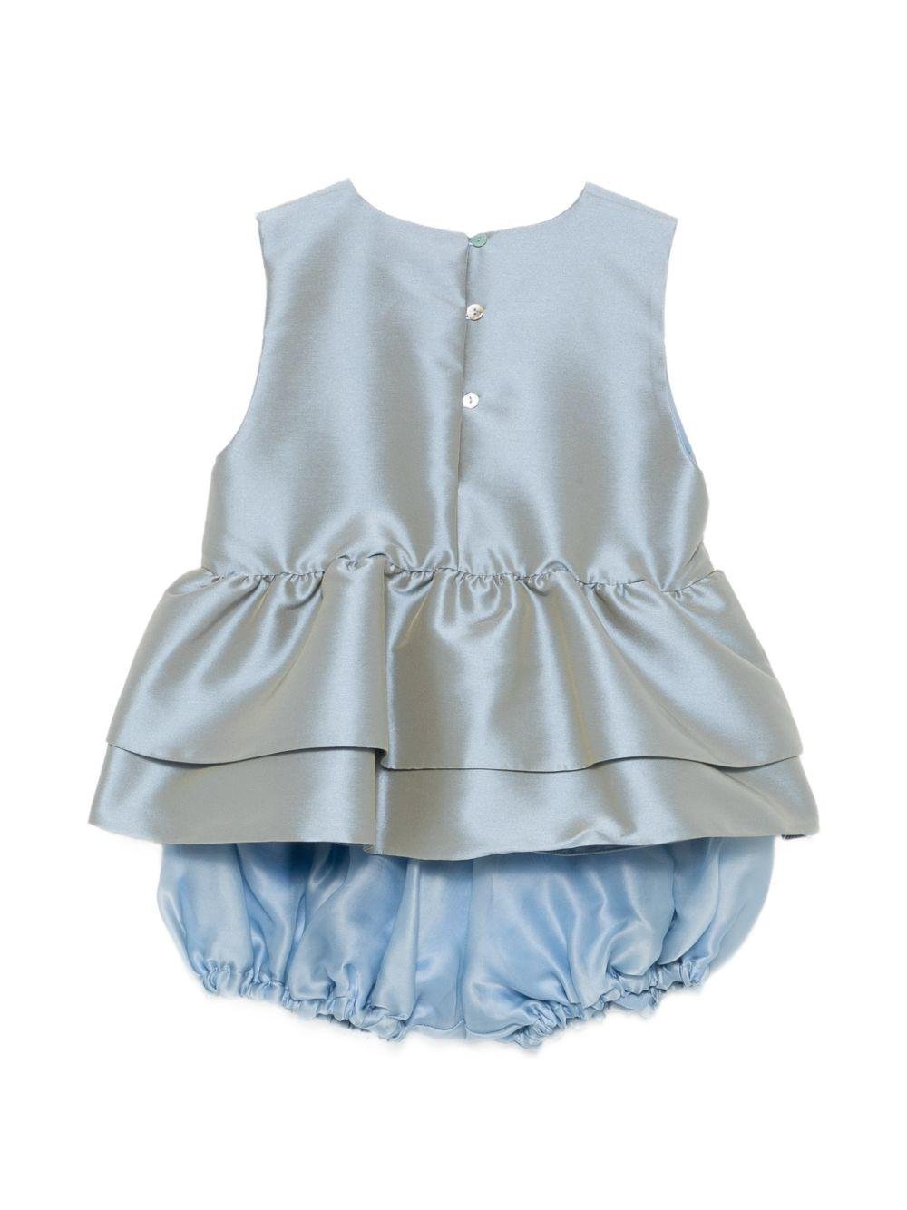 Set top e shorts per neonata A'lapage blu con applicazione floreale sul davanti - Rubino Kids