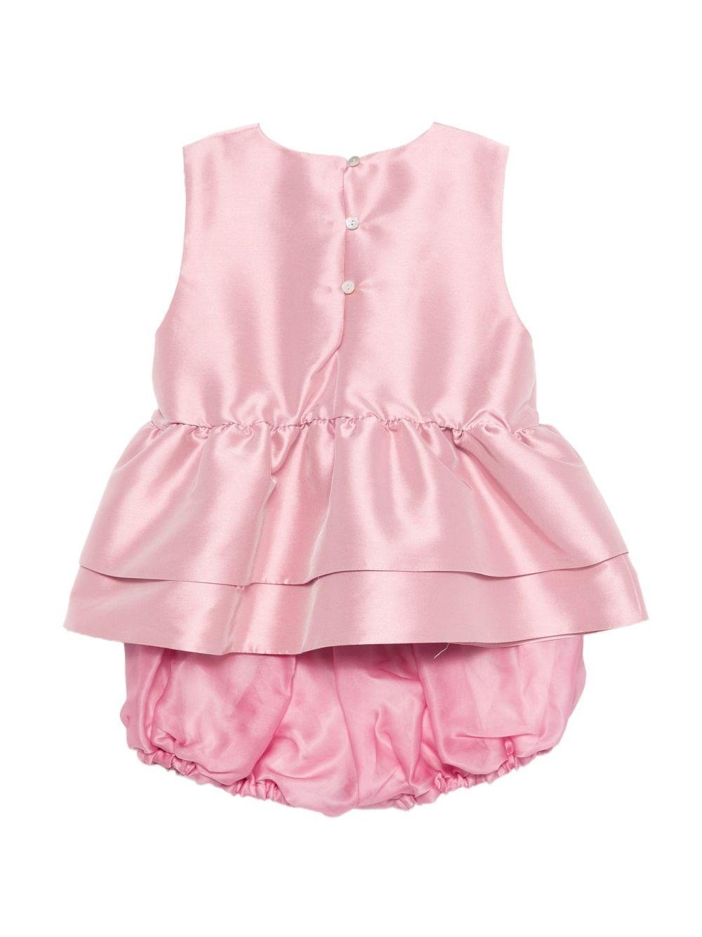 Set top e shorts per neonata A'lapage rosa con applicazione fiore sul davanti - Rubino Kids