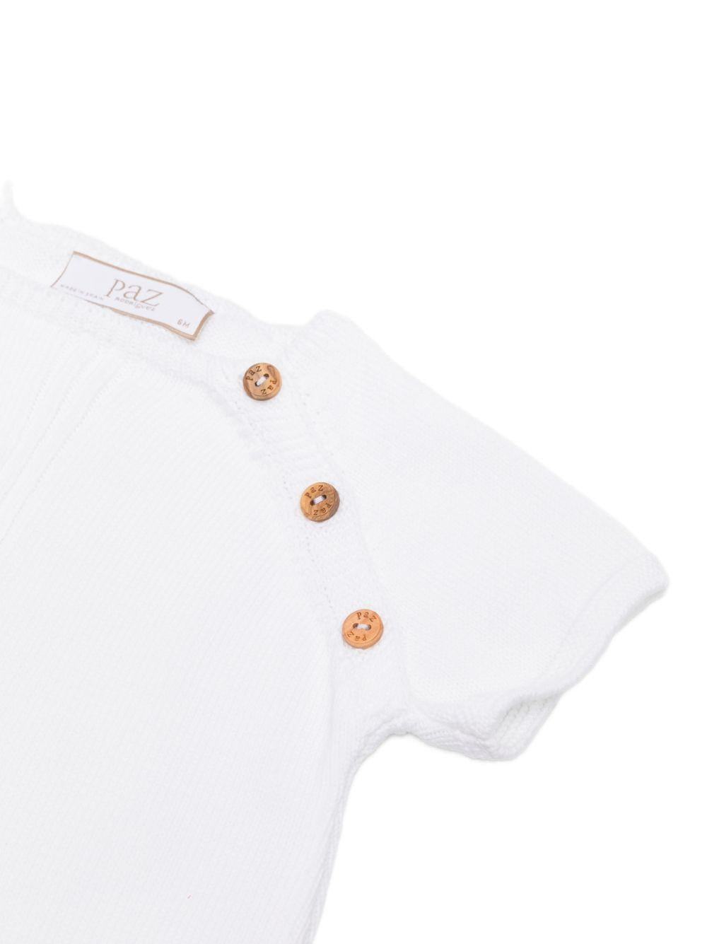 Set tre pezzi per neonati Paz Rodriguez bianco lavorato a maglia - Rubino Kids