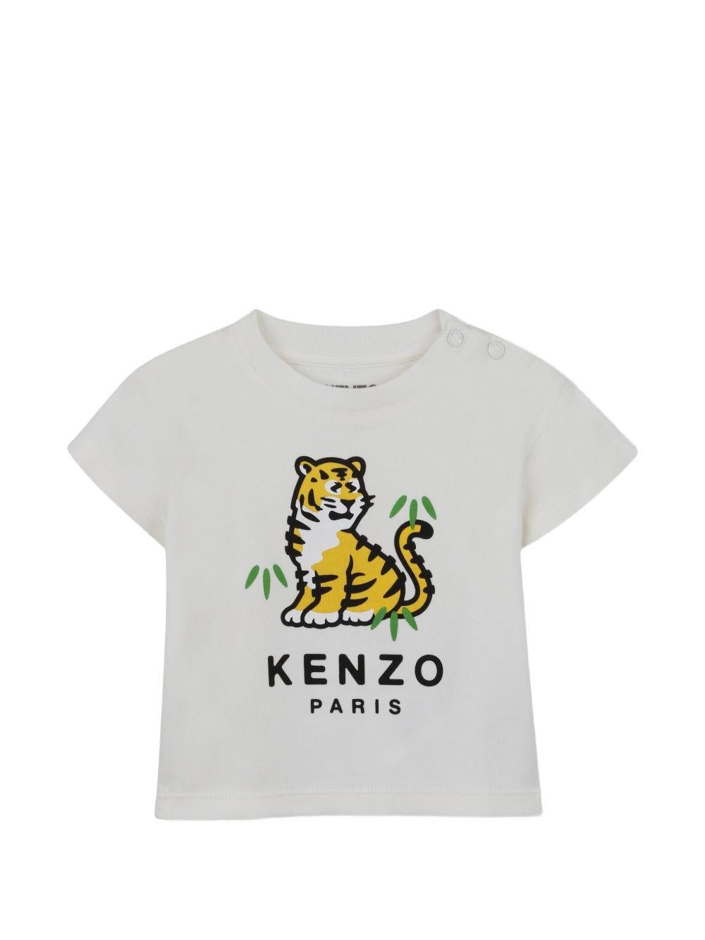 Set tre pezzi tuta sportiva per neonato Kenzo Kids bianco con stampa tigre - Rubino Kids