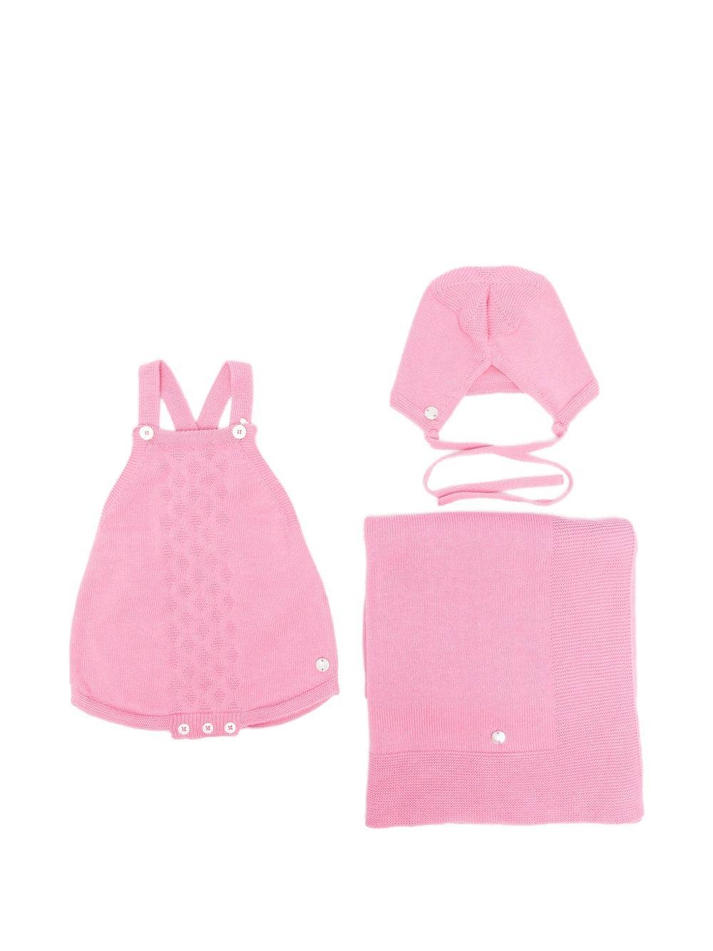 Set tutina cappellino e copertina per neonata Paz Rodriguez rosa con placca con logo - Rubino Kids