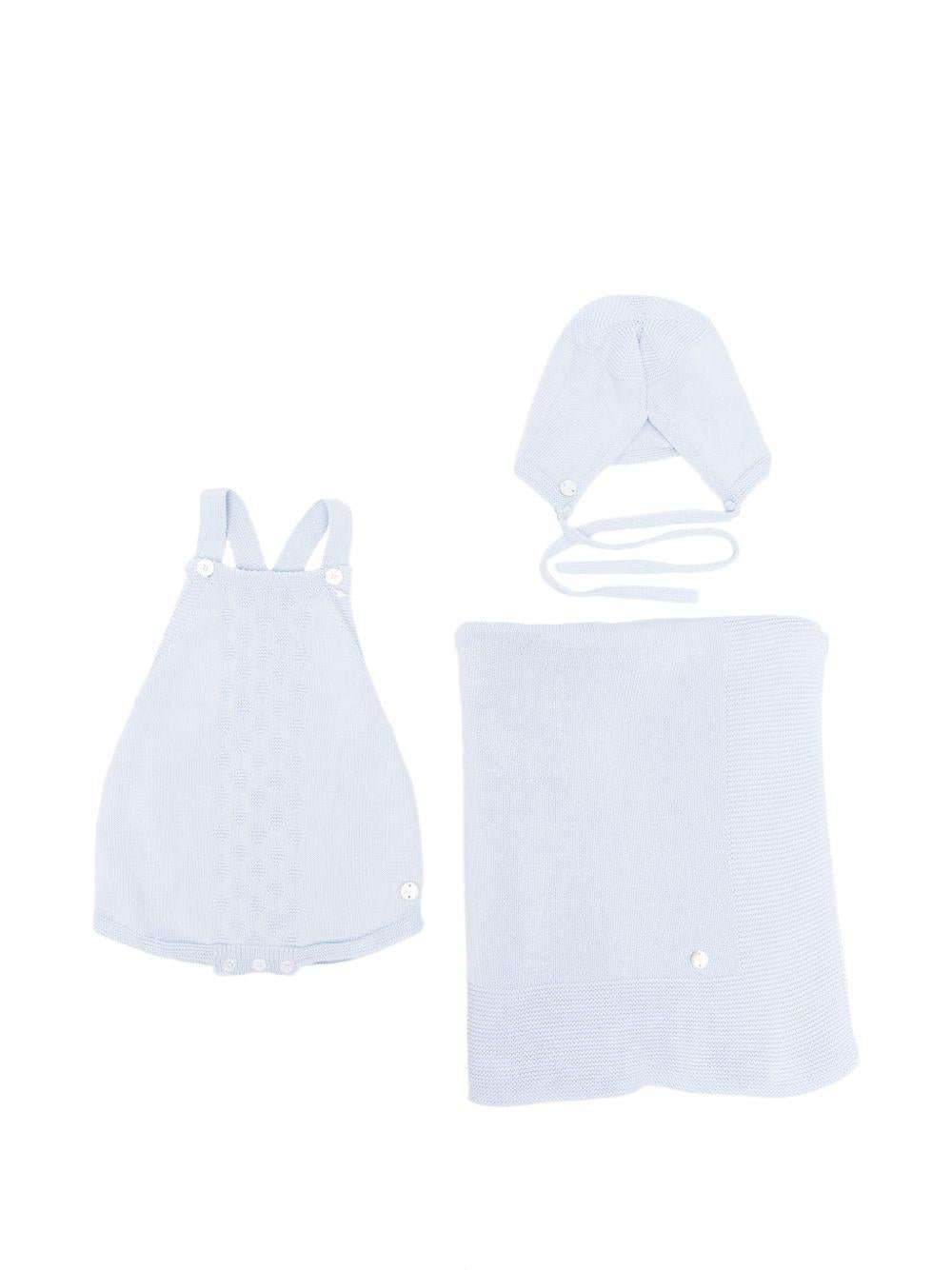 Set tutina cappellino e copertina per neonato Paz Rodriguez azzurro con placca con logo - Rubino Kids