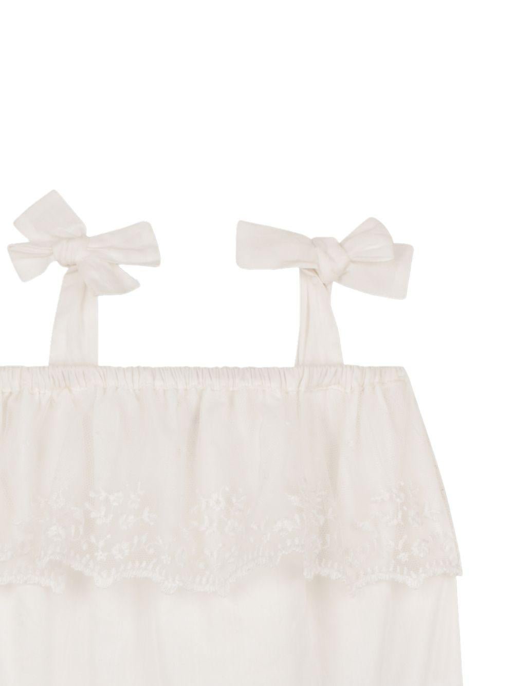 Set tutina e capellino per neonata Chloé Kids bianco con finiture in pizzo - Rubino Kids
