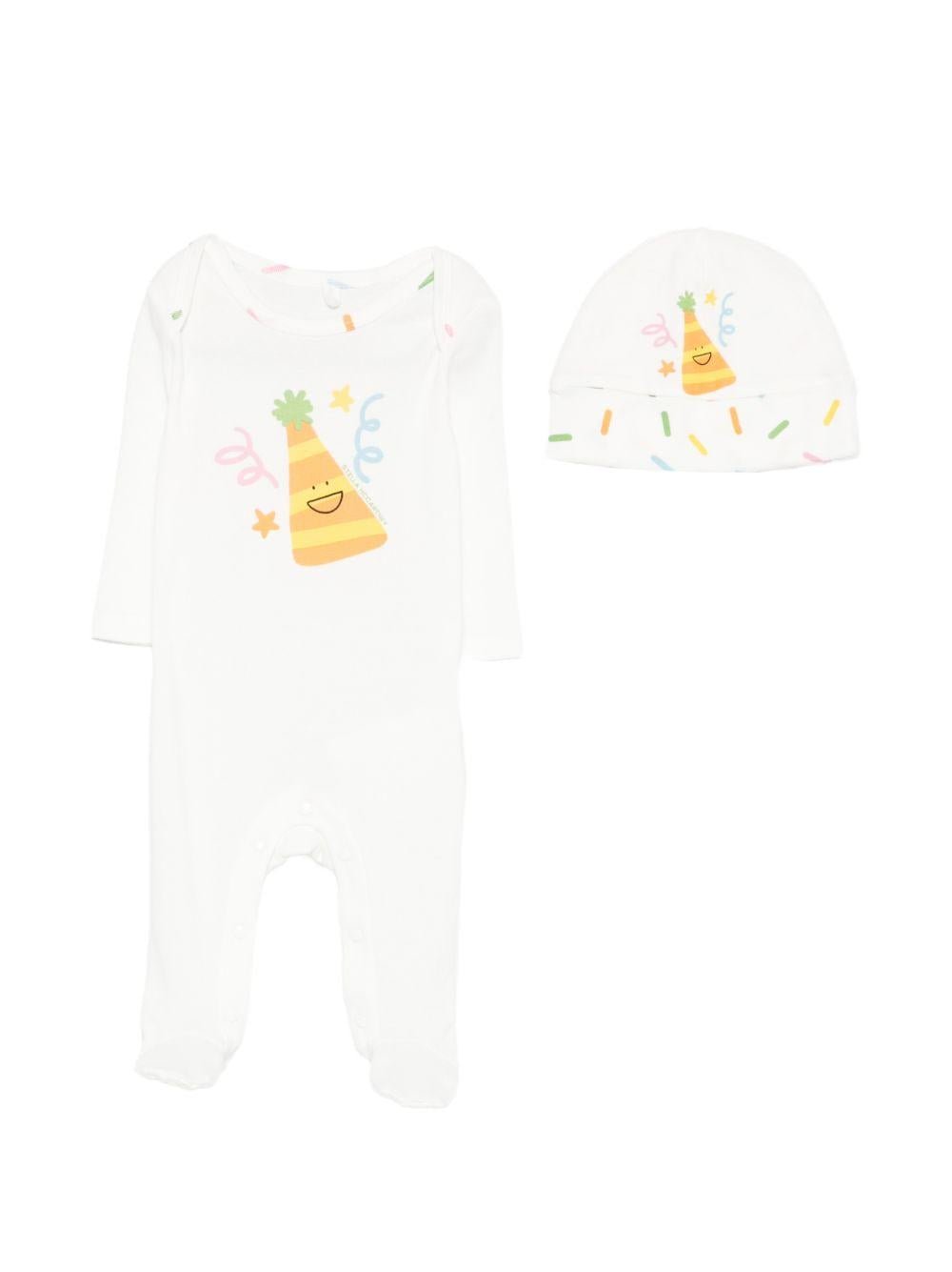 Set tutina e cappellino per neonati Stella McCartney Kids bianco con stampa grafica - Rubino Kids