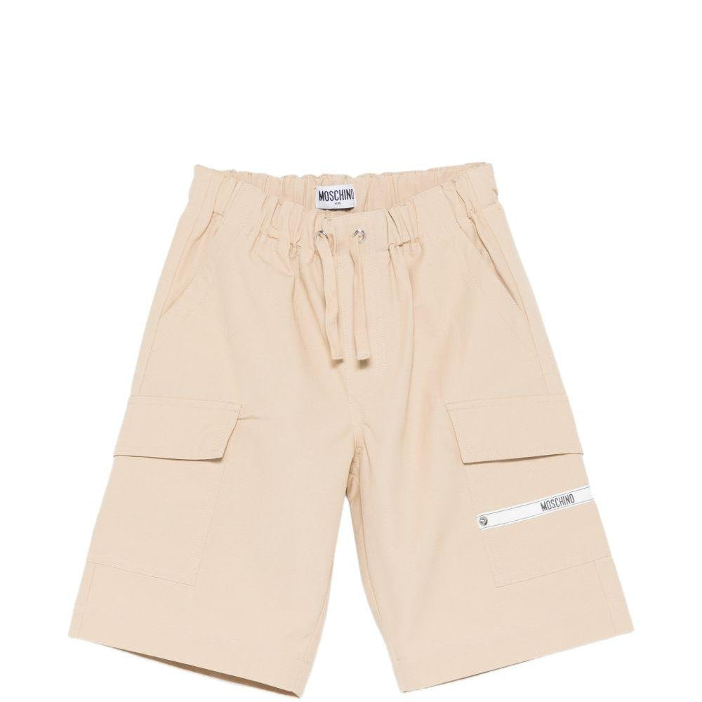 Shorts cargo per bambino Moschino Kids beige con dettaglio logo - Rubino Kids