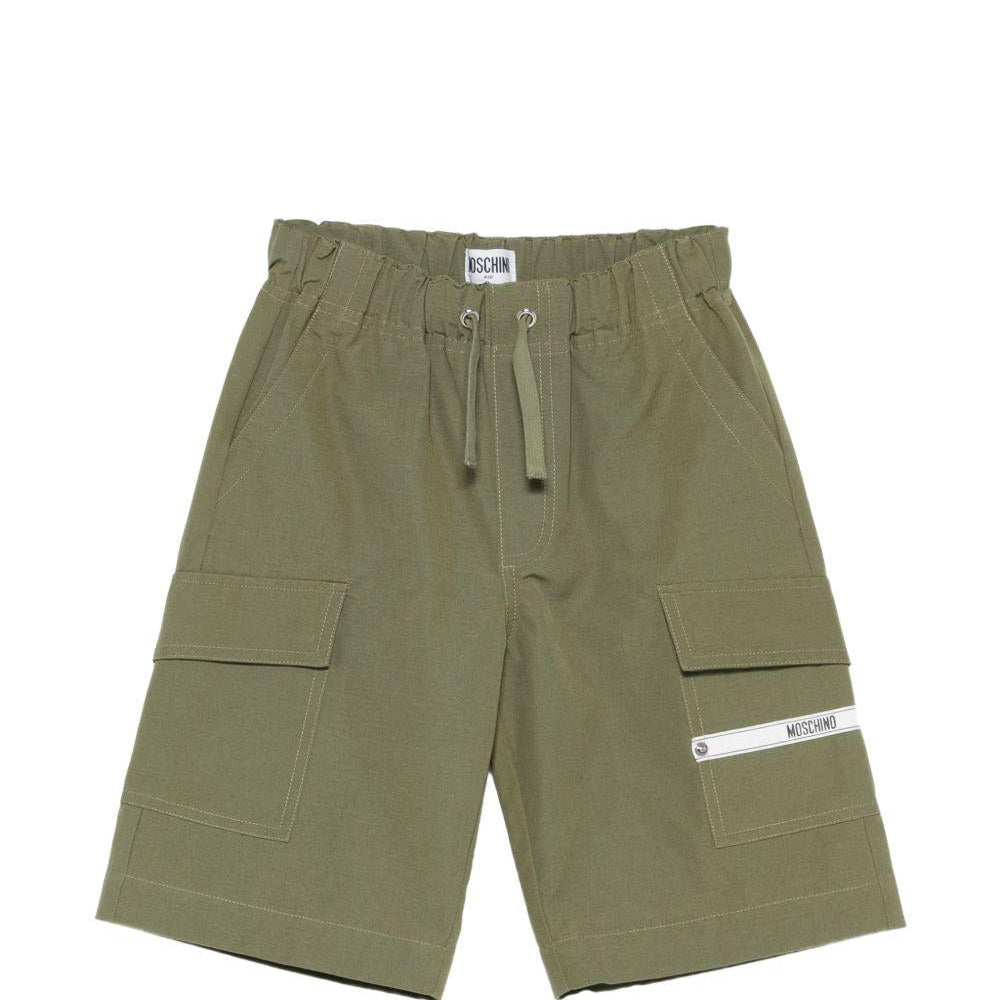 Shorts cargo per bambino Moschino Kids verde con stampa logo - Rubino Kids