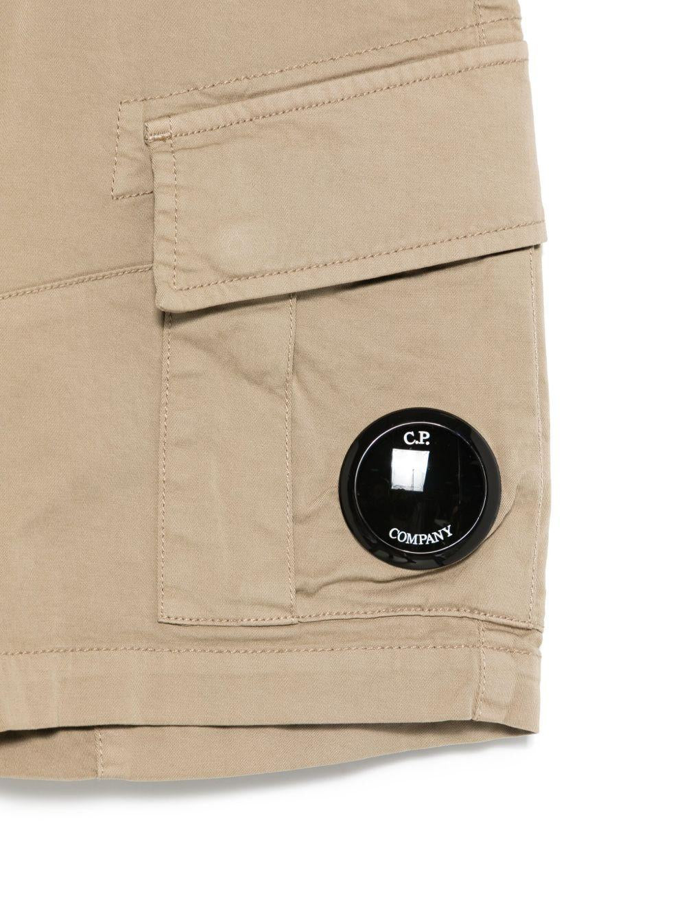 Shorts con applicazione Lens per bambino C.P. Company Kids beige con zip nascosta - Rubino Kids