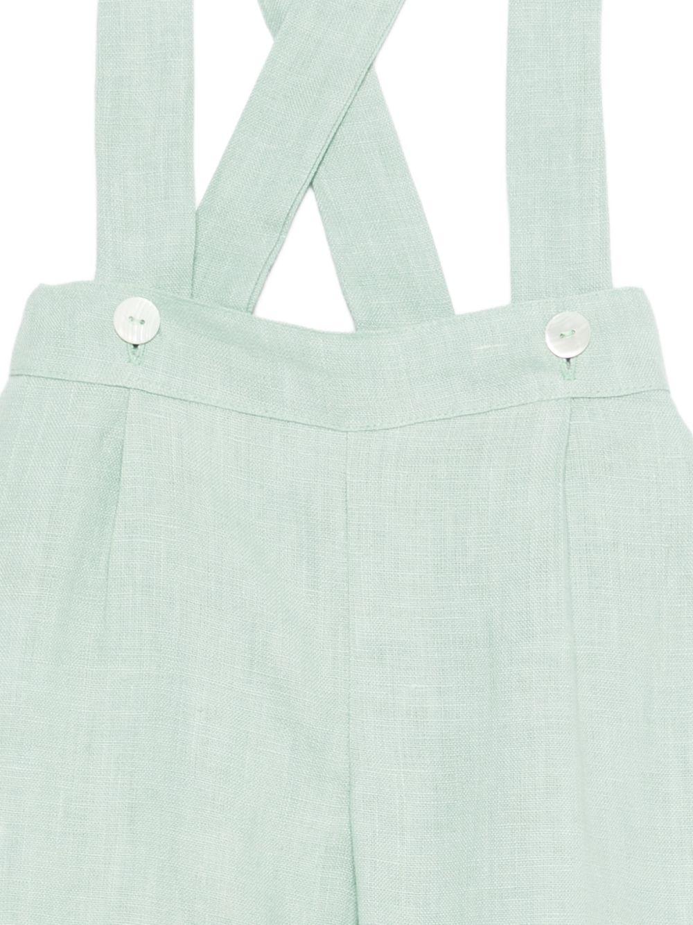 Shorts con bretelle per neonato Mariella Ferrari verdi con vita elasticizzata sul retro - Rubino Kids