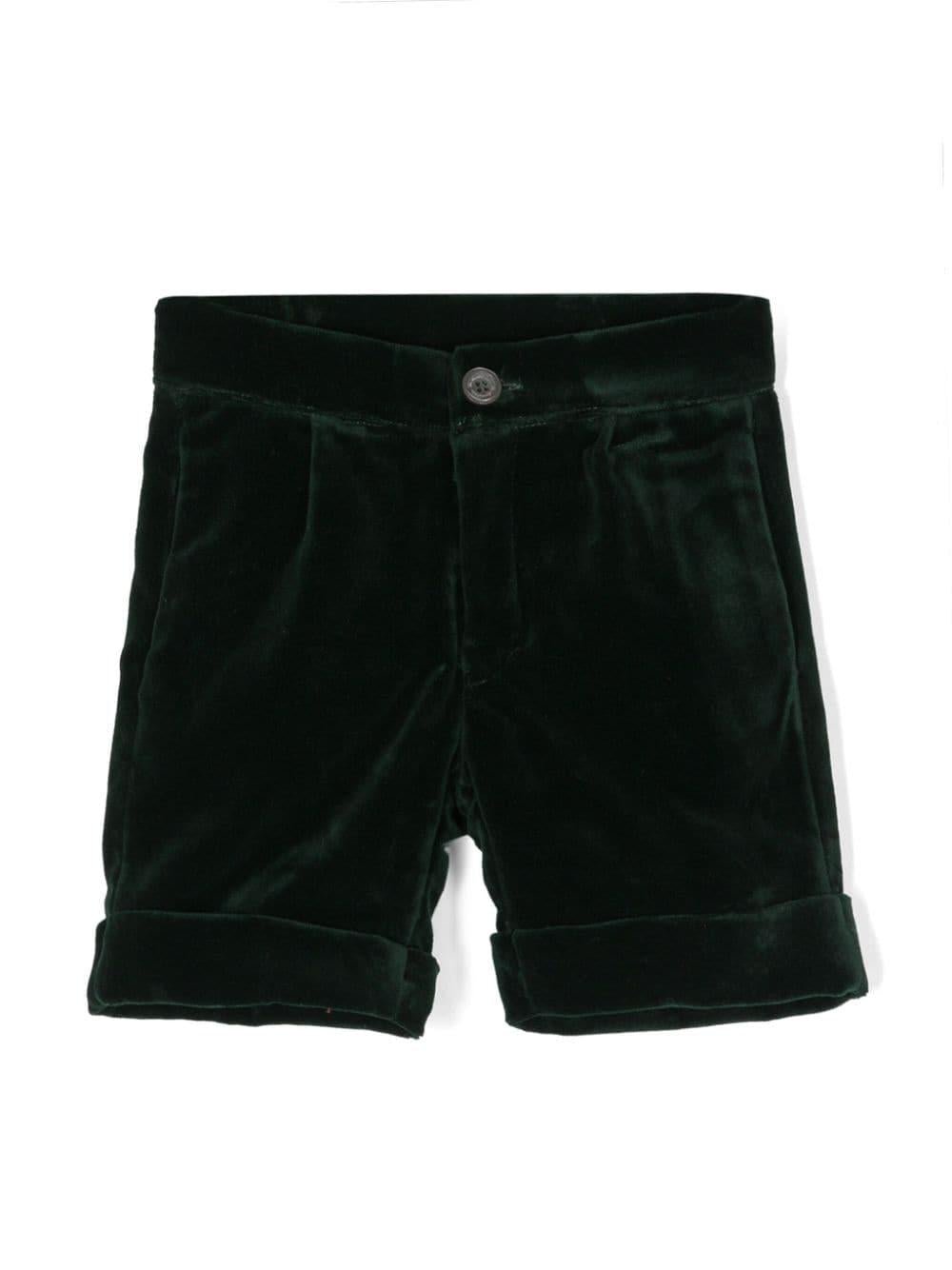 Shorts con ruches per neonato La Stupenderia verde con dettaglio con pince - Rubino Kids