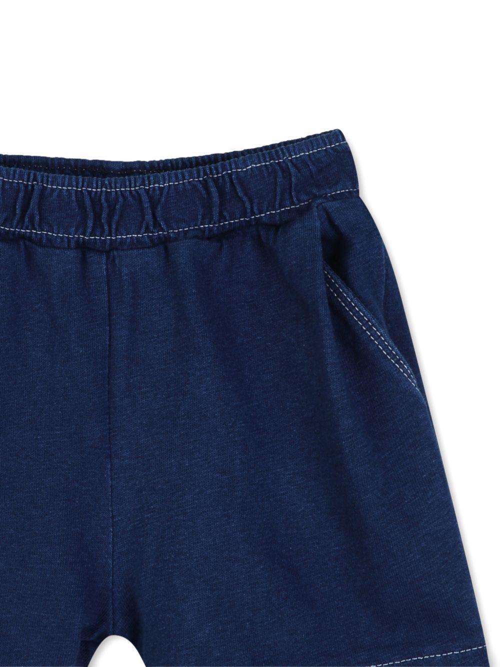 Shorts elasticizzati per neonato Kenzo Kids blu con applicazione logo - Rubino Kids