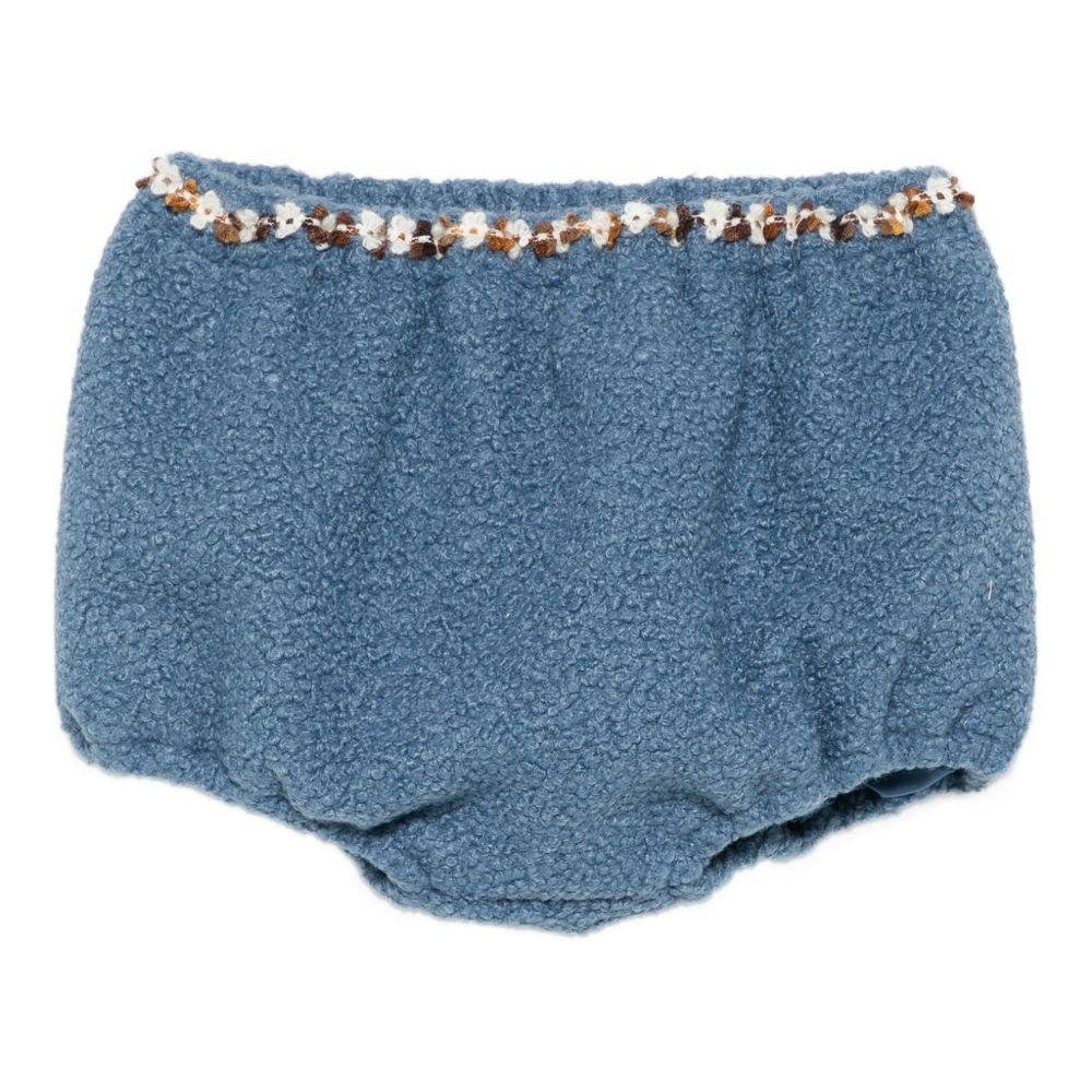 Shorts per bambina A'lapage azzurri con rifiniture floreali - Rubino Kids