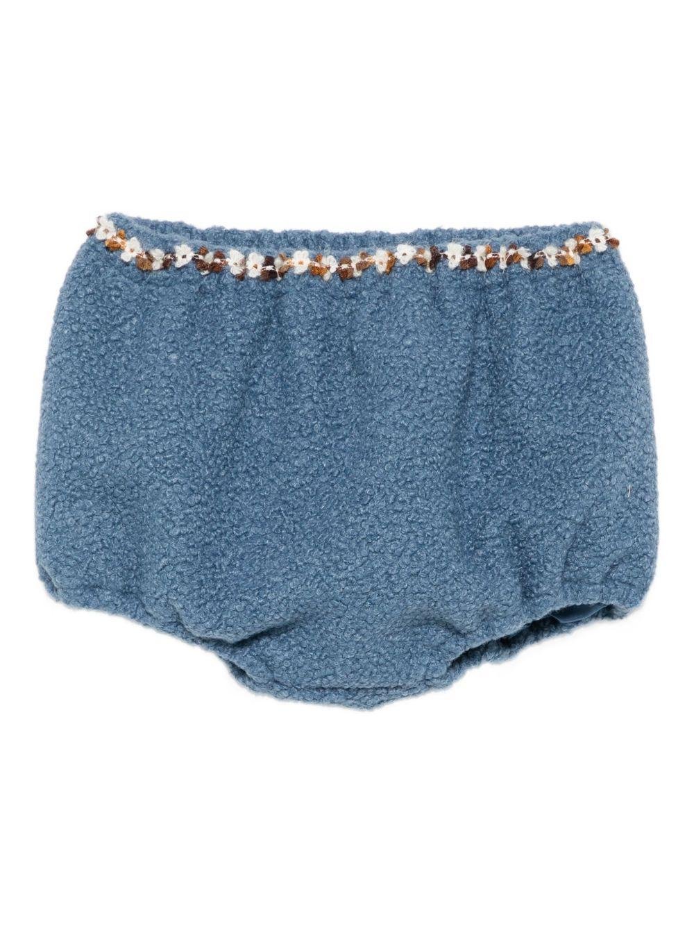 Shorts per bambina A'lapage azzurri con rifiniture floreali - Rubino Kids
