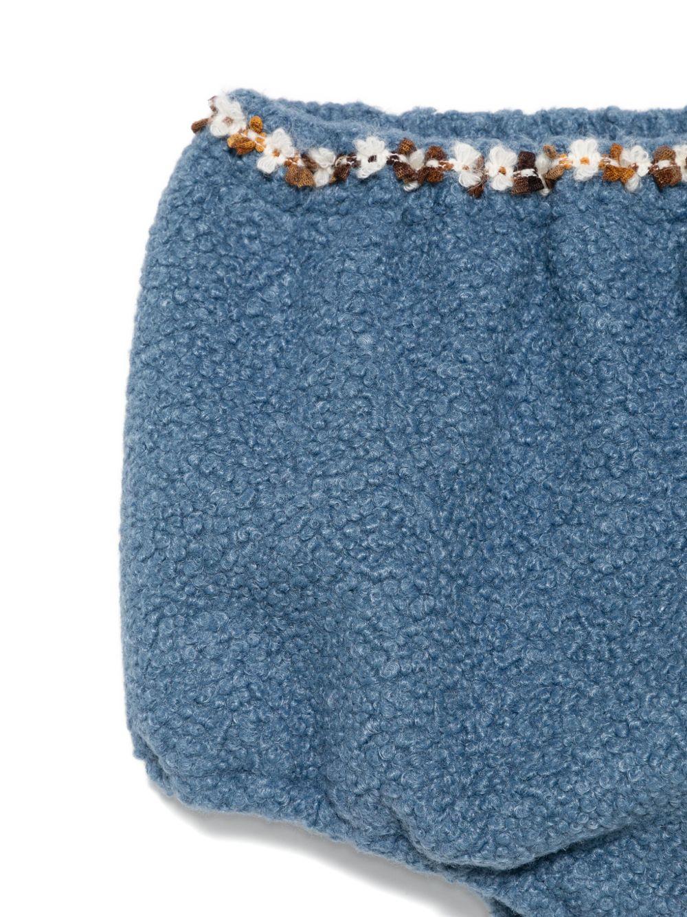 Shorts per bambina A'lapage azzurri con rifiniture floreali - Rubino Kids