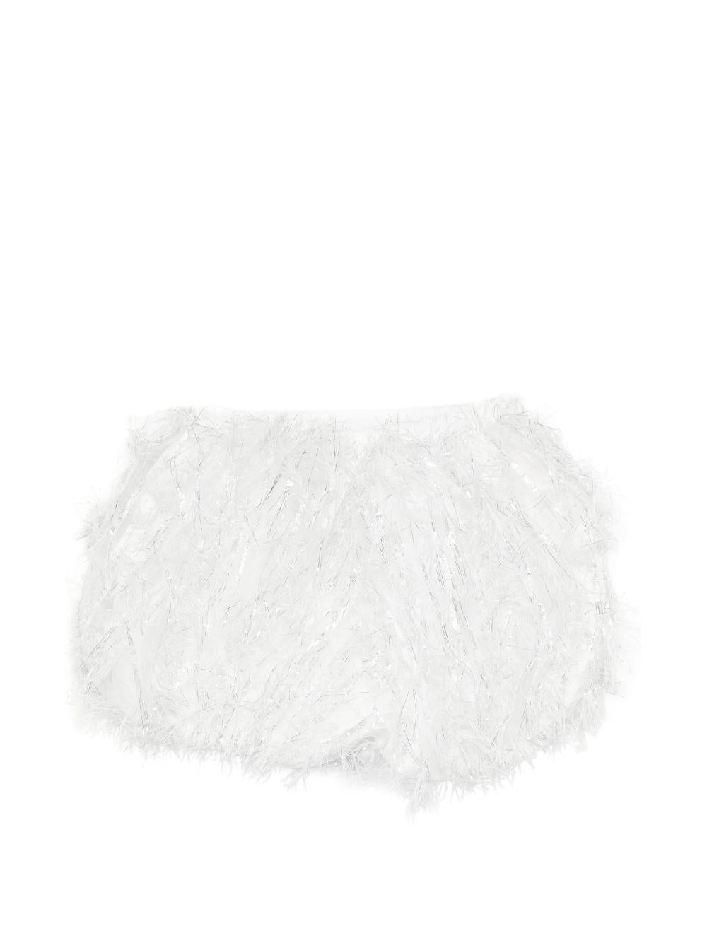 Shorts per bambina A'lapage bianchi con dettaglio frange - Rubino Kids