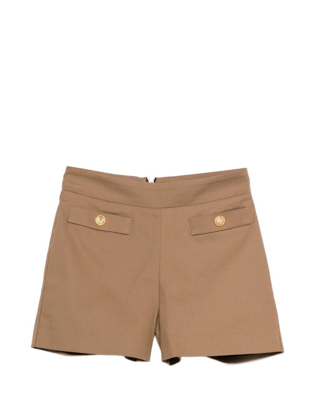 Shorts per bambina Balmain Kids marroni con bottoni color oro - Rubino Kids