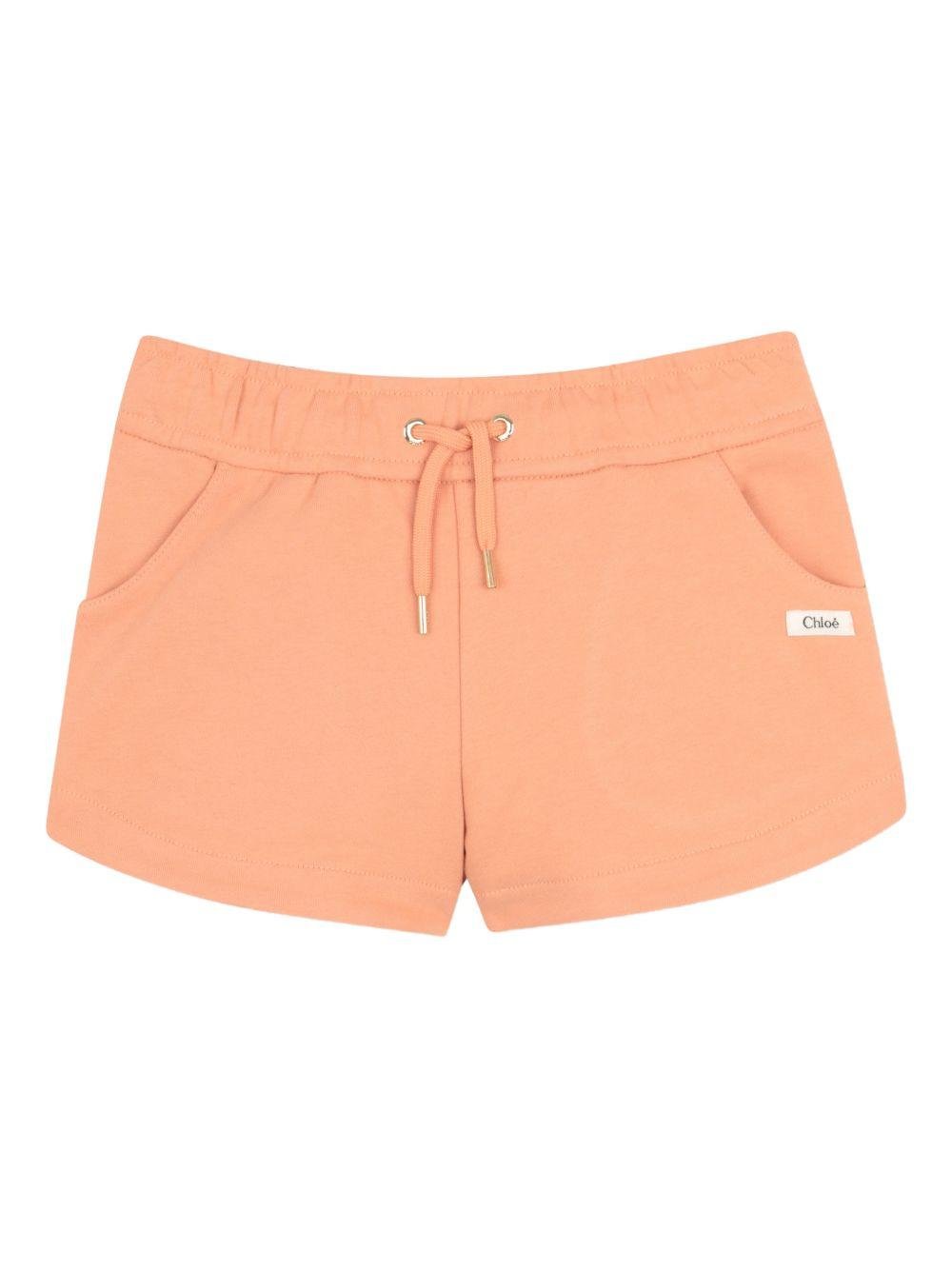 Shorts per bambina Chloé Kids arancione con coulisse - Rubino Kids