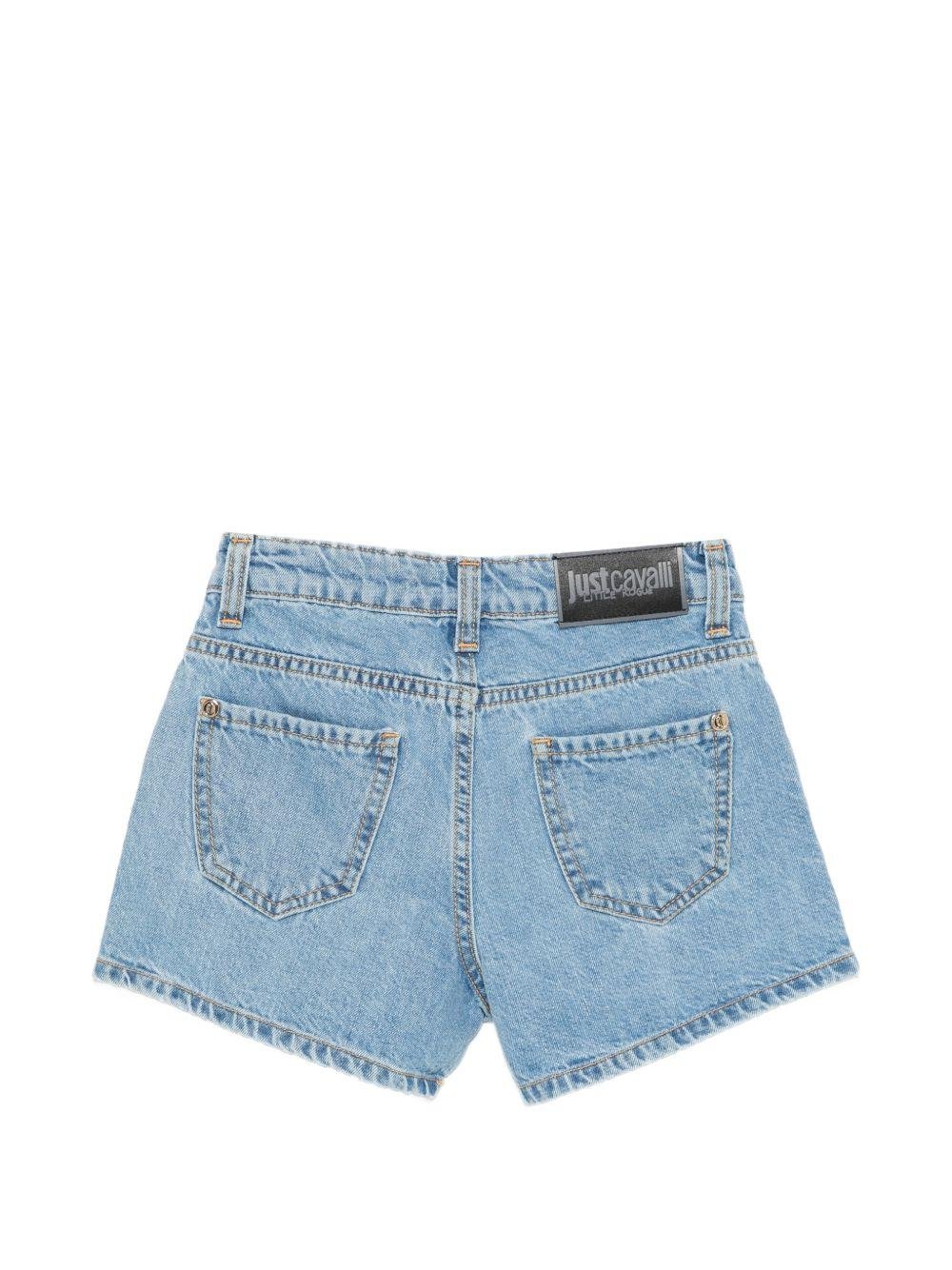 Shorts per bambina Just Cavalli Kids denim con dettagli ricamati sul davanti - Rubino Kids