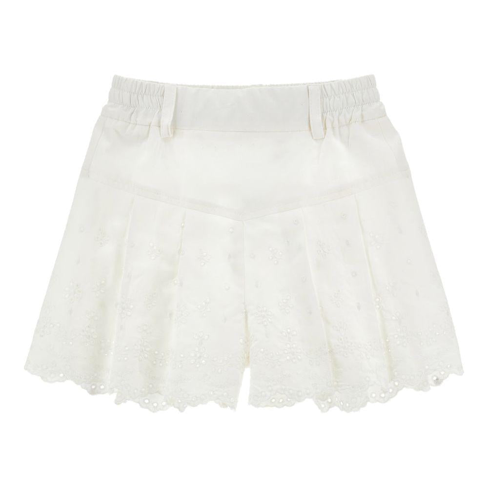 Shorts per bambina Monnalisa bianchi con ricamo fiori - Rubino Kids