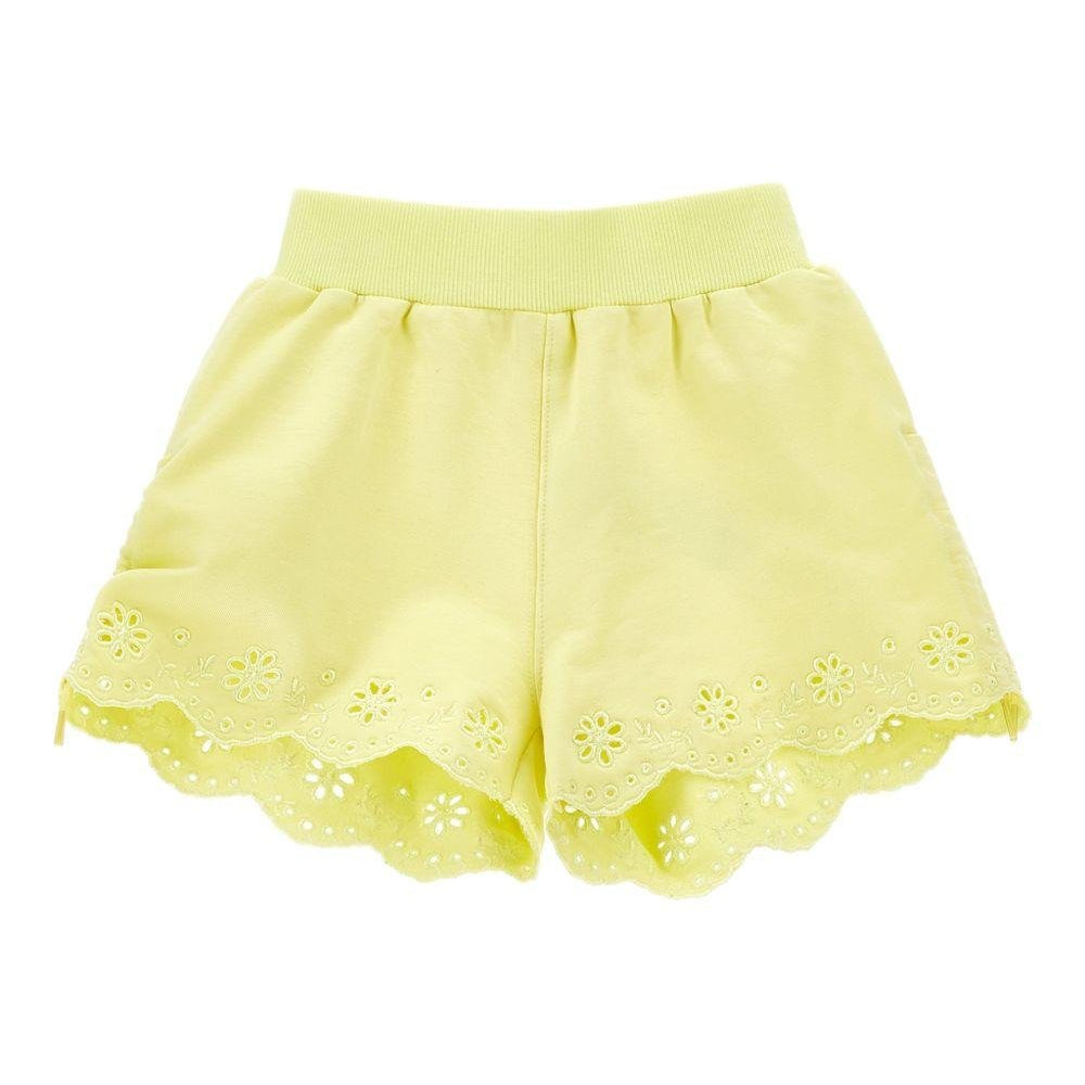 Shorts per bambina Monnalisa giallo con orlo a smerlo - Rubino Kids