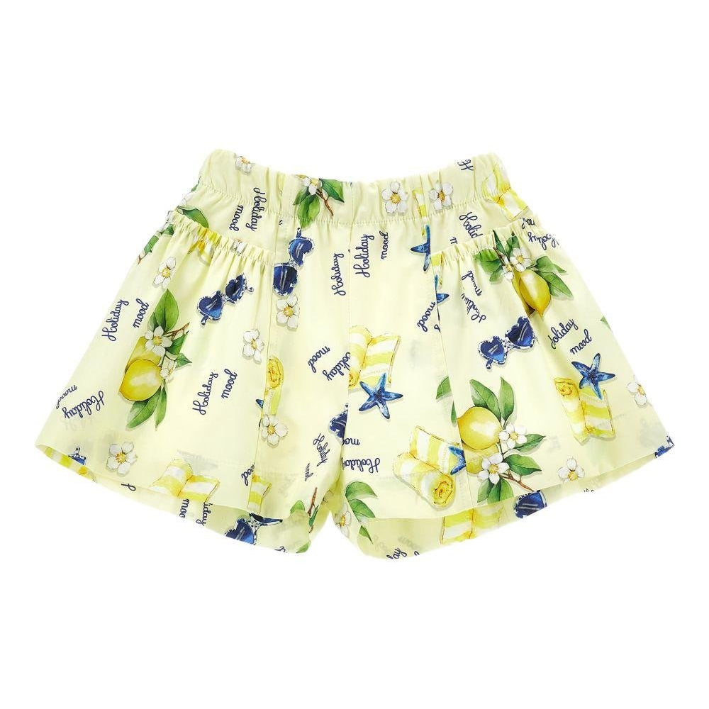 Shorts per bambina Monnalisa Holiday Mood giallo con stampa - Rubino Kids