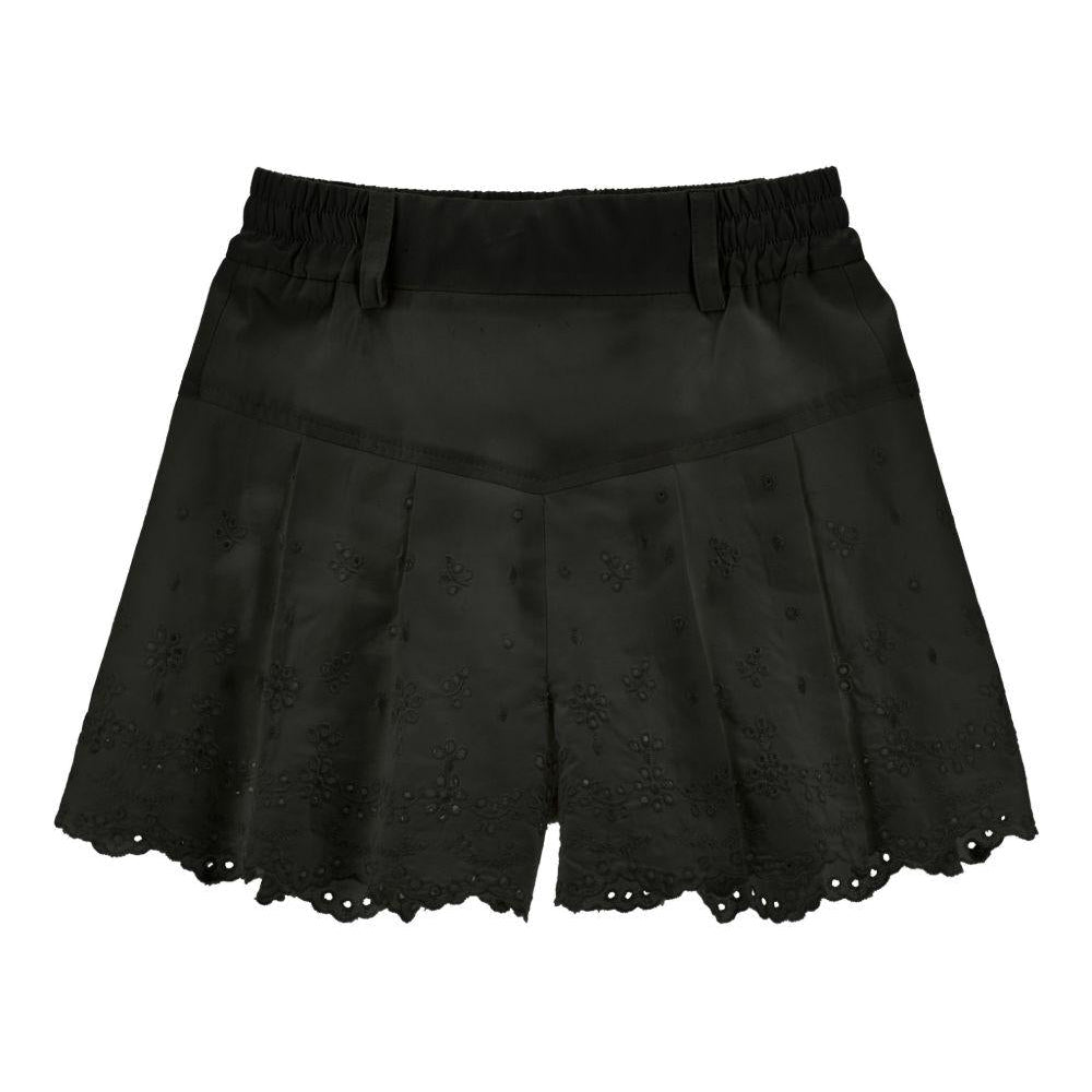 Shorts per bambina Monnalisa neri con orlo a smerlo - Rubino Kids