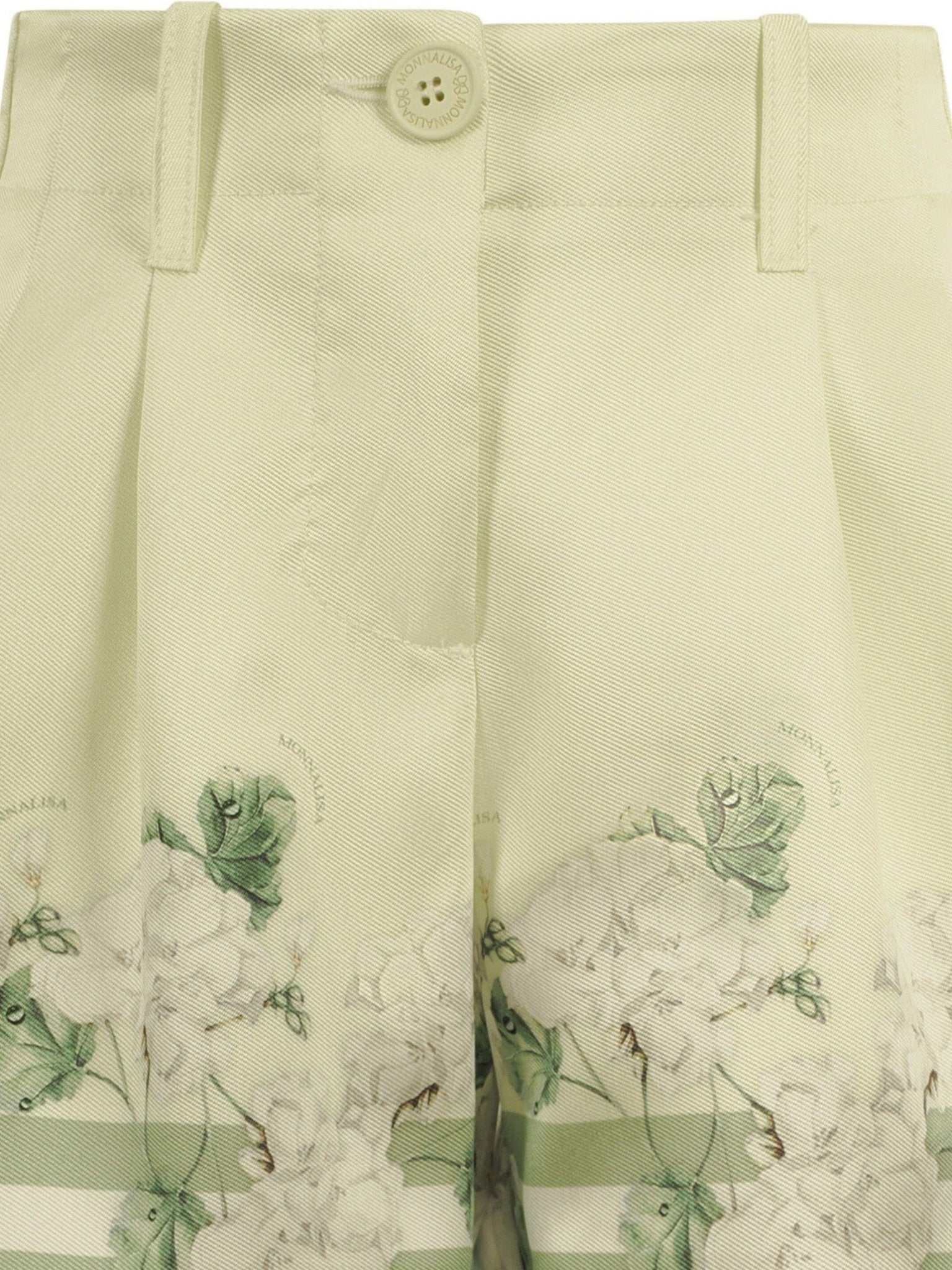 Shorts per bambina Monnalisa verde chiaro con stampa grafica a fiori - Rubino Kids