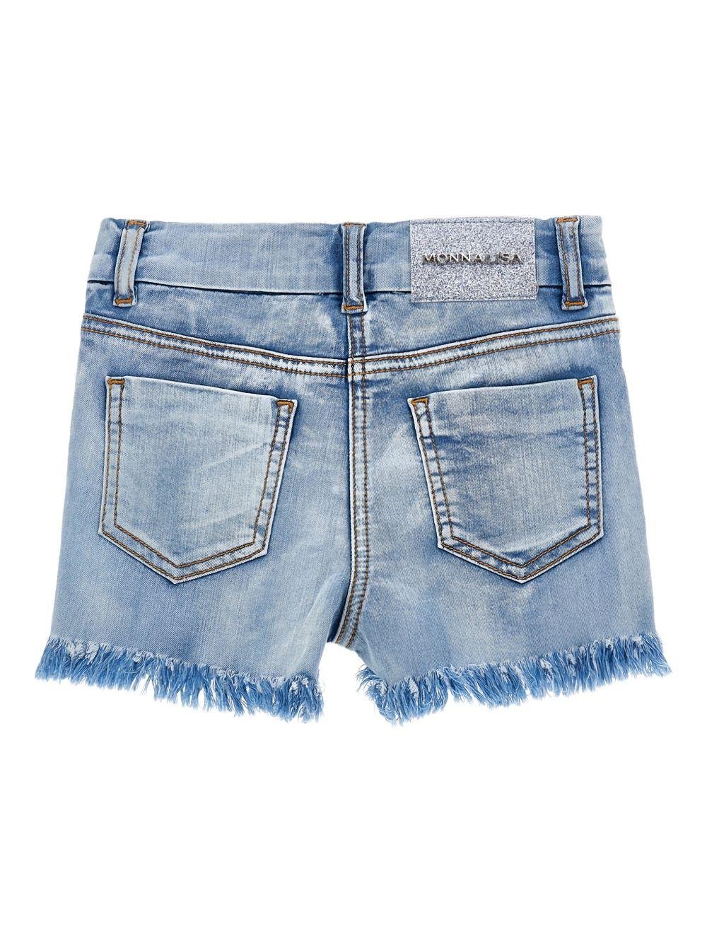 Shorts per bambina Monnalisa x Disney in denim con ricamo - Rubino Kids